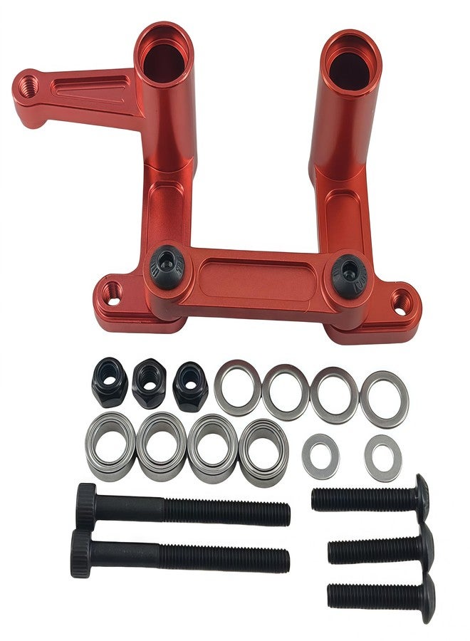 Ruivexi Aluminum Steering Bellcranks Drag Link Upgrade Parts with Bearings, Compatible with Traxxas 1/10 Slash 2WD, Rustler VXL, Bandit, Stampede, Nitro Slash RC, Replace 3743 (Red) - Image 2